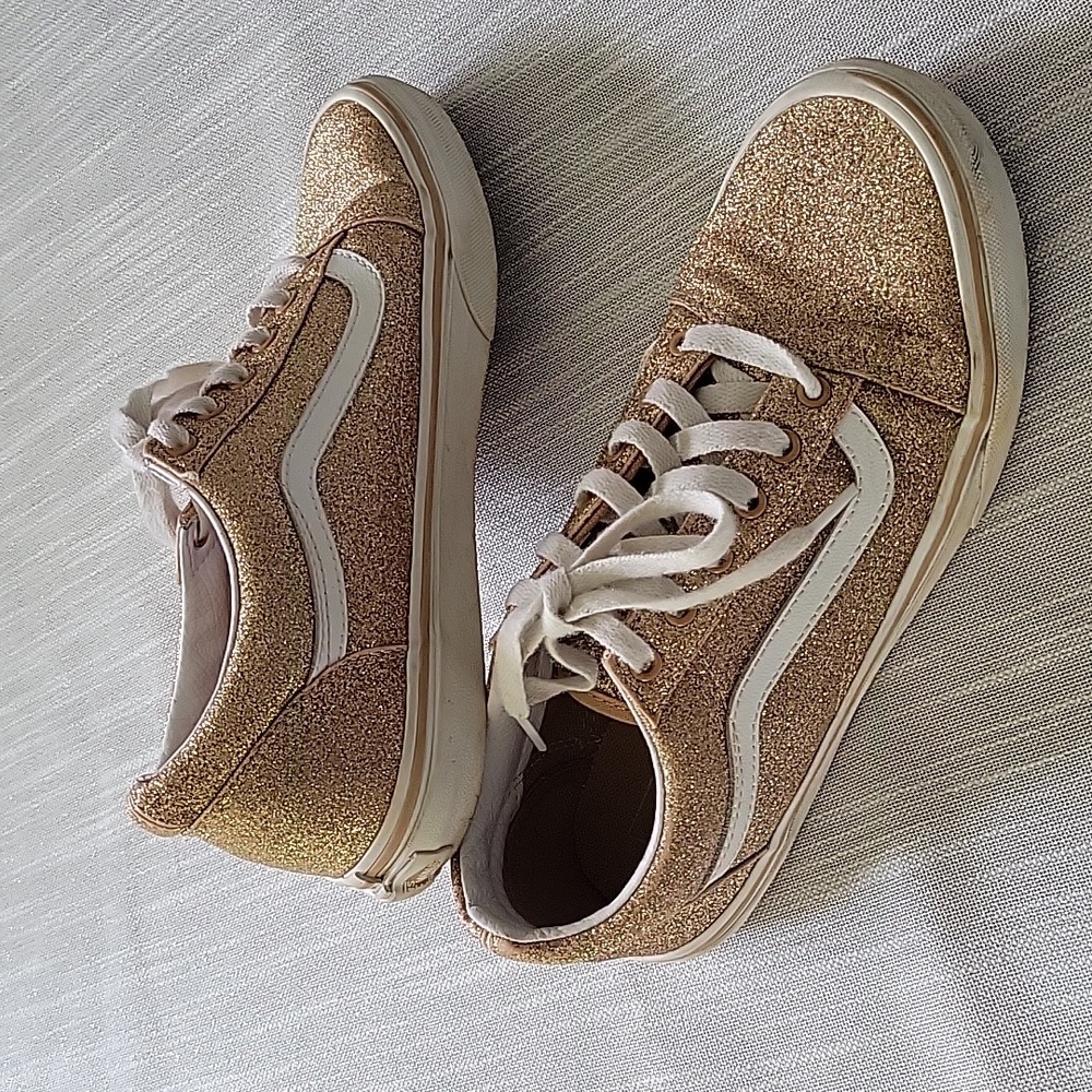 VANS Glitter Gold lace-up sneakers Size 6.5